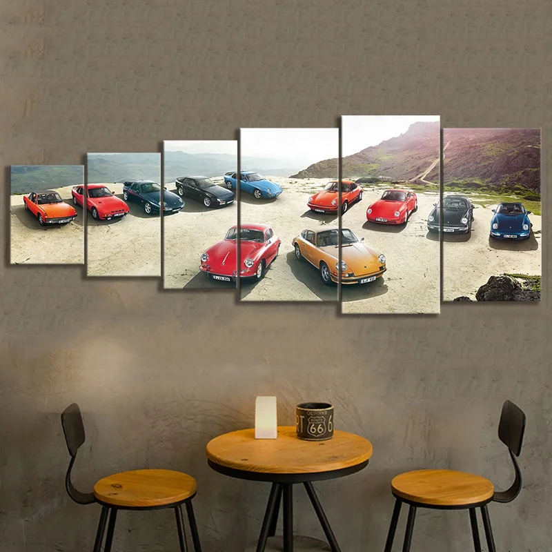 5pcs HD Vintage Car Poster Vintage Room Decor Super Car Sticker Bar Wall Art Oil Painting 718 Car Printing Canvas