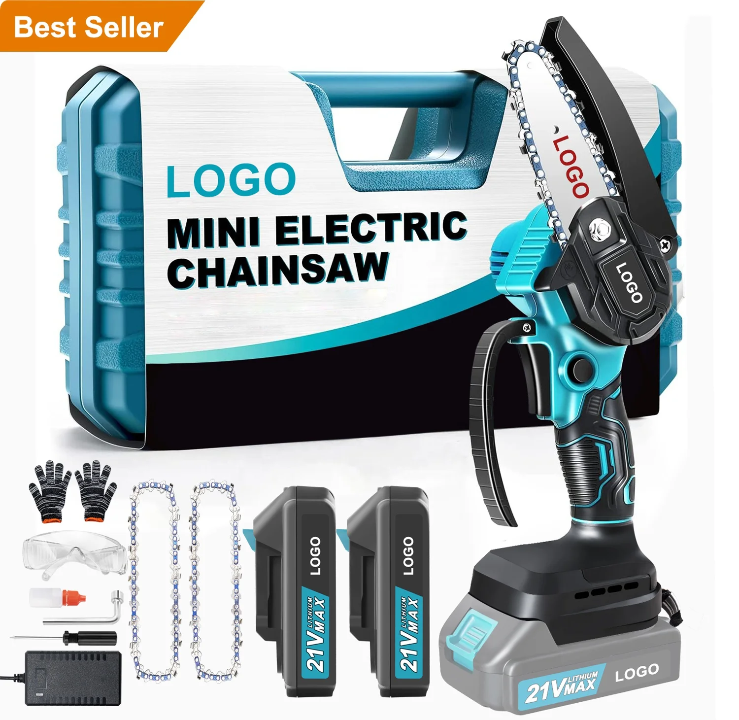 Mini Chainsaw 4-Inch with 1/2 Battery Cordless power chain saws with Security Lock Handheld Small Chainsaw for Wood Cutting Tree