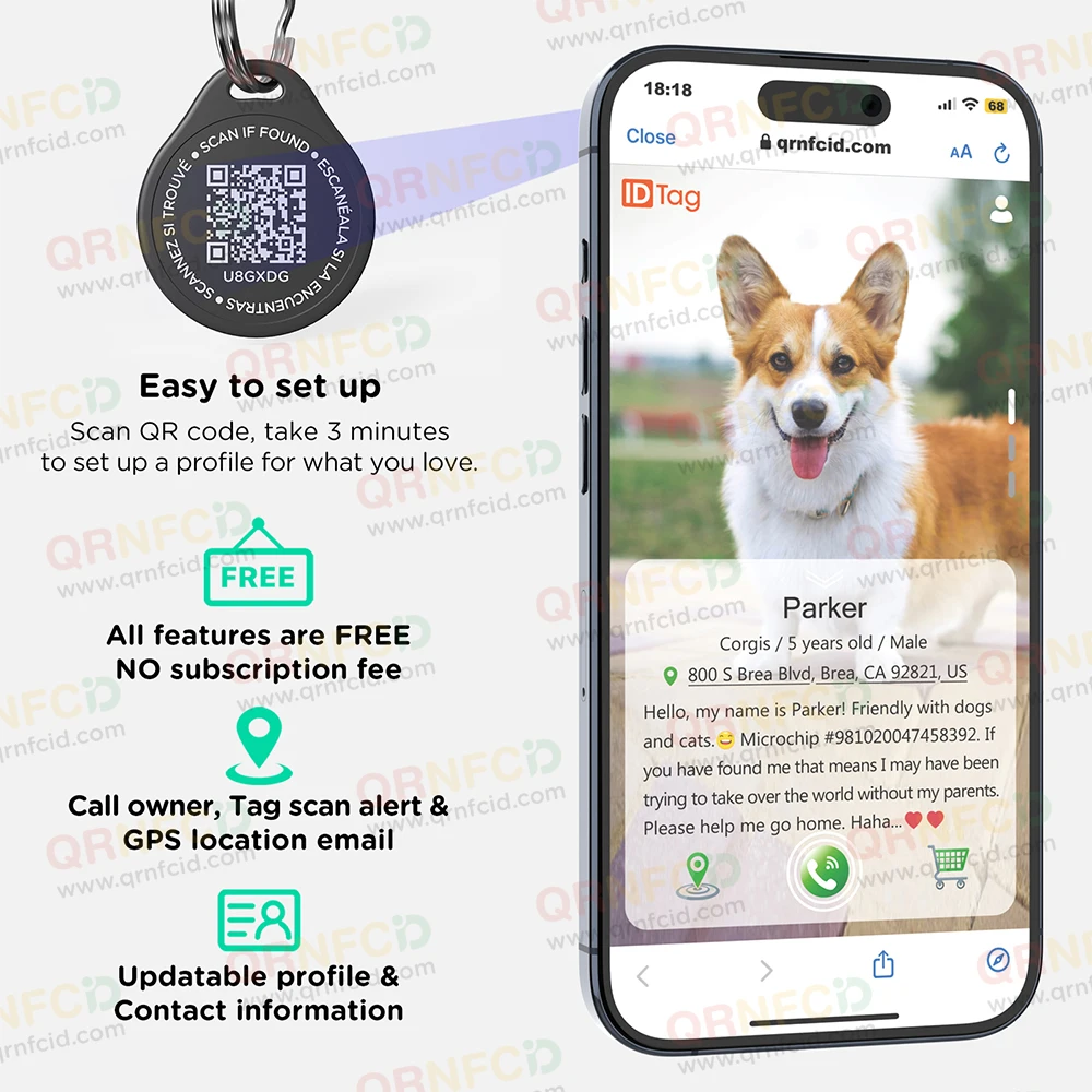 2024 Новый wn дешевый прочный QR-код Pet Cat Dog ID Tag
