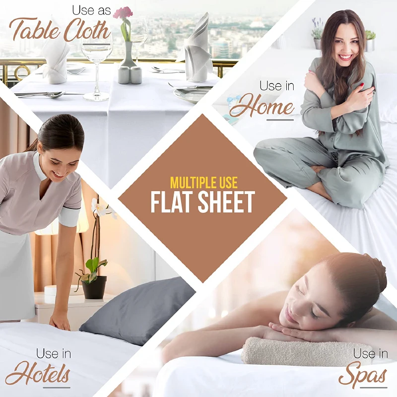 Высокое качество T180 Percale белое хлопковое постельное белье многоцелевой плоский лист для гостиниц и больниц