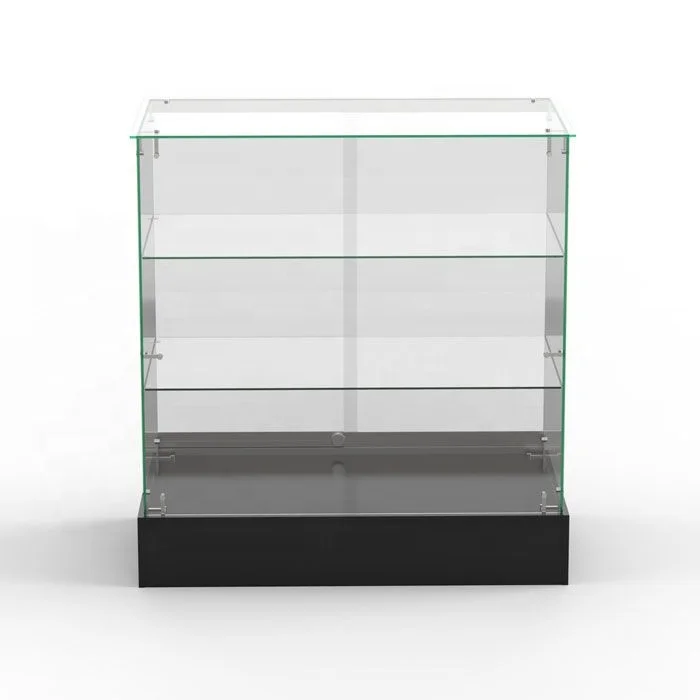 Keway 3 Shelf Tempered Glass Counter Display Racks Showcase Storage Shelving Glass Cabinet for Retail Convenience Grocery