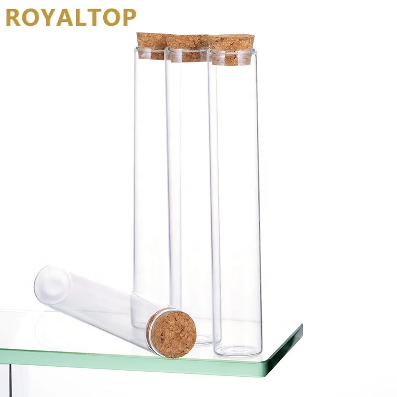 Wholesale Customized 1 oz 2 oz 3 oz Flat Bottom Glass Test Tubes Mini Glass Storage Bottles Jars with Cork or Bamboo Lids