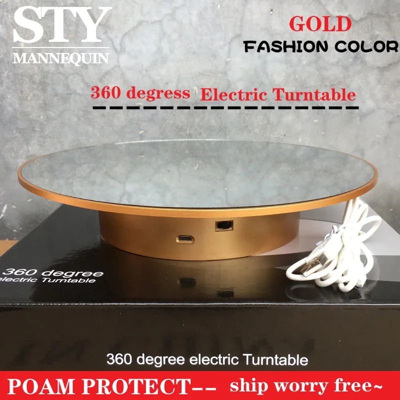 360 degree electric turntable display stand rotating with mirror for jewelry rotating display