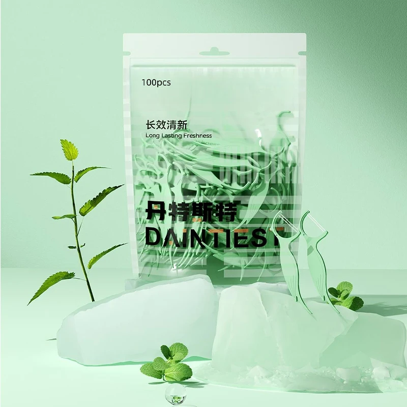 Custom pocket Dental Cleaning Dental Floss Picks Mint/Original Flavor With Toothpick