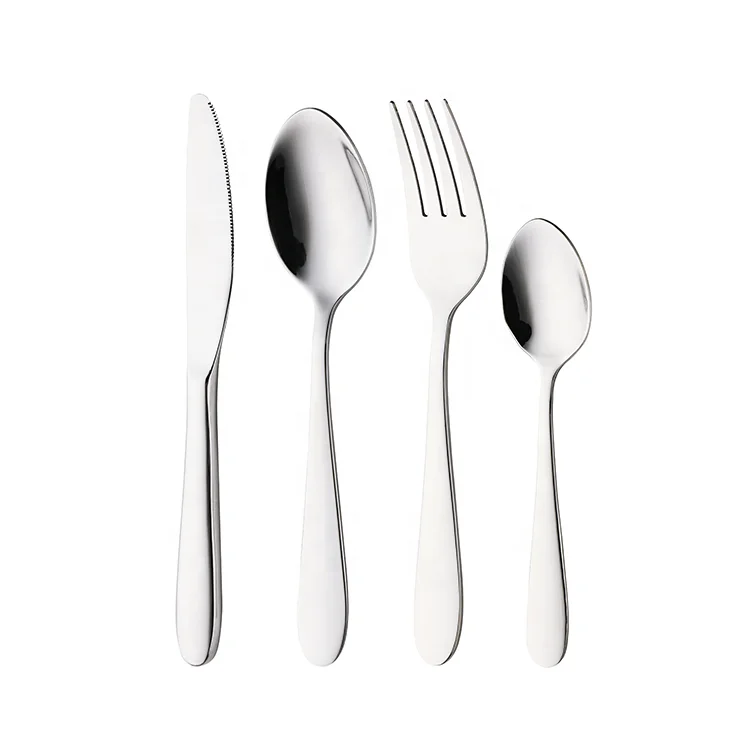 4PC High Quality Metal Silver 2019  Spoon Knife Fork Set Hot Sale Children Stainless Steel cutlery set For Kids