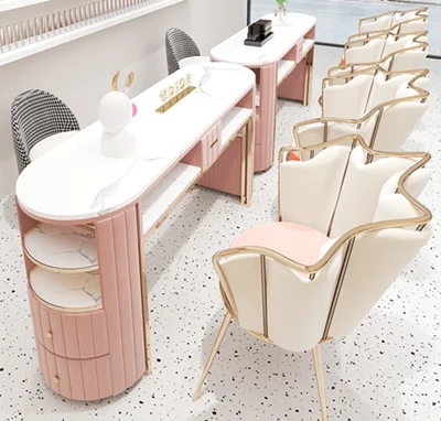 Beauty Nail Salon Furniture Sets Pink Manicure Tables And Pedicure Chairs Pedicure Chair Hot Pink Pedicure Spa Chair