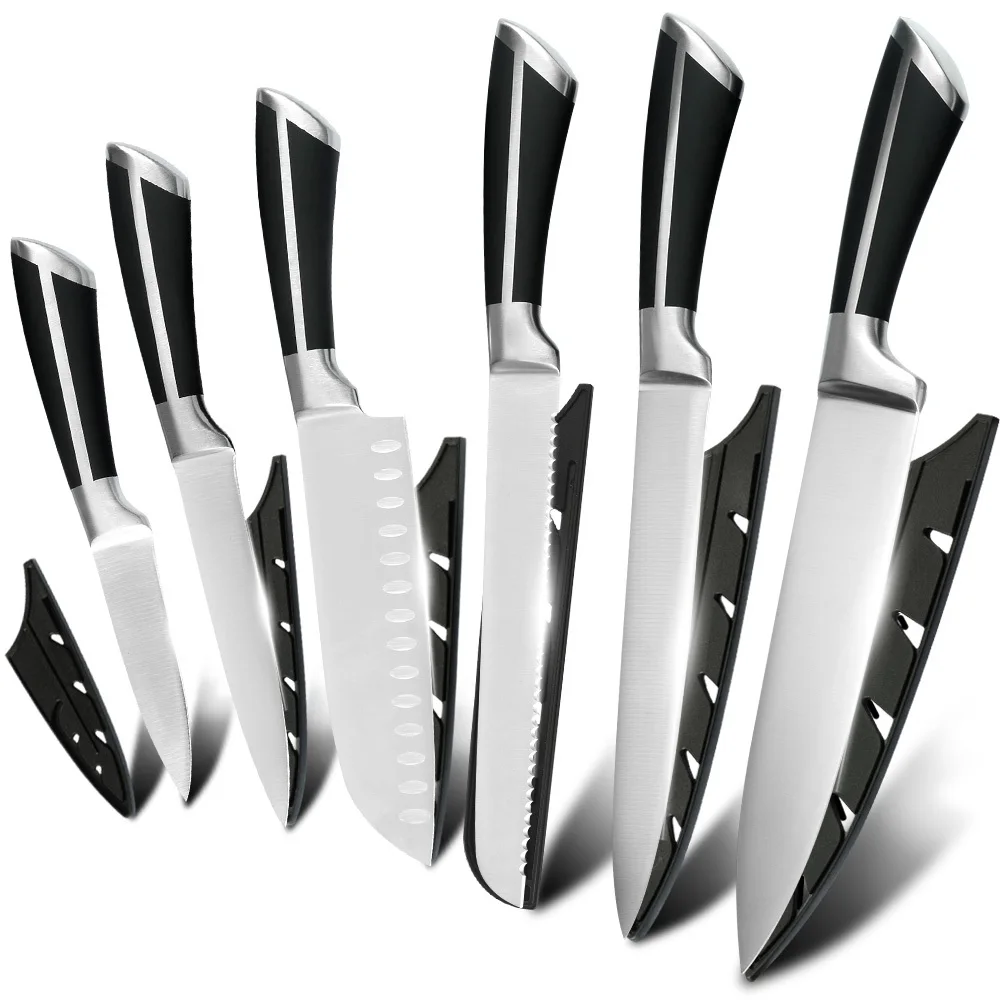 2020New Design 6Pcs Stainless Steel Knives Meat Knife Set Japanese Style Santoku Professional Kitchen Knife Set for Chef Cooking