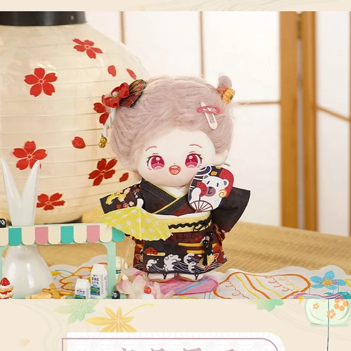 New 12cm long furry hair lovely 3D face girl plush idol doll with skirt