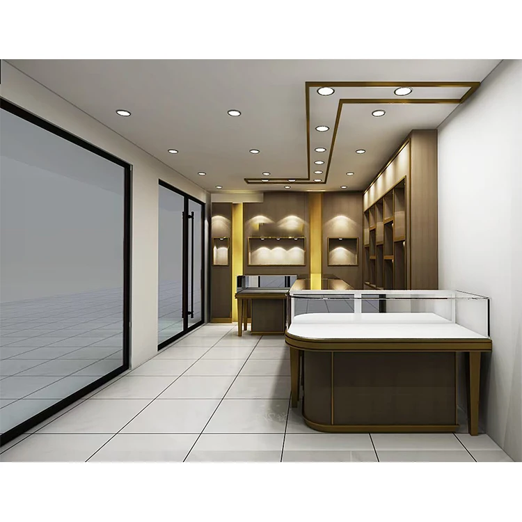 Custom Made Fashion Silver Jewellery Accessories Wooden Wall Glass Cabinet Jewelry Display Case Jewelry Showcases