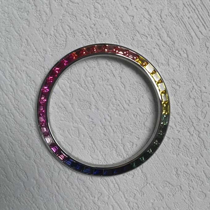 High-quality hot sell day Date rainbow bezel watch modified original ceramic bezel to be Automatic gemstone wrist Watch Bezel