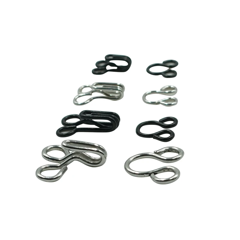 Custom Silver Color Adjustable Copper Metal Pants Trouser Hook And Eye Bar bra buckle