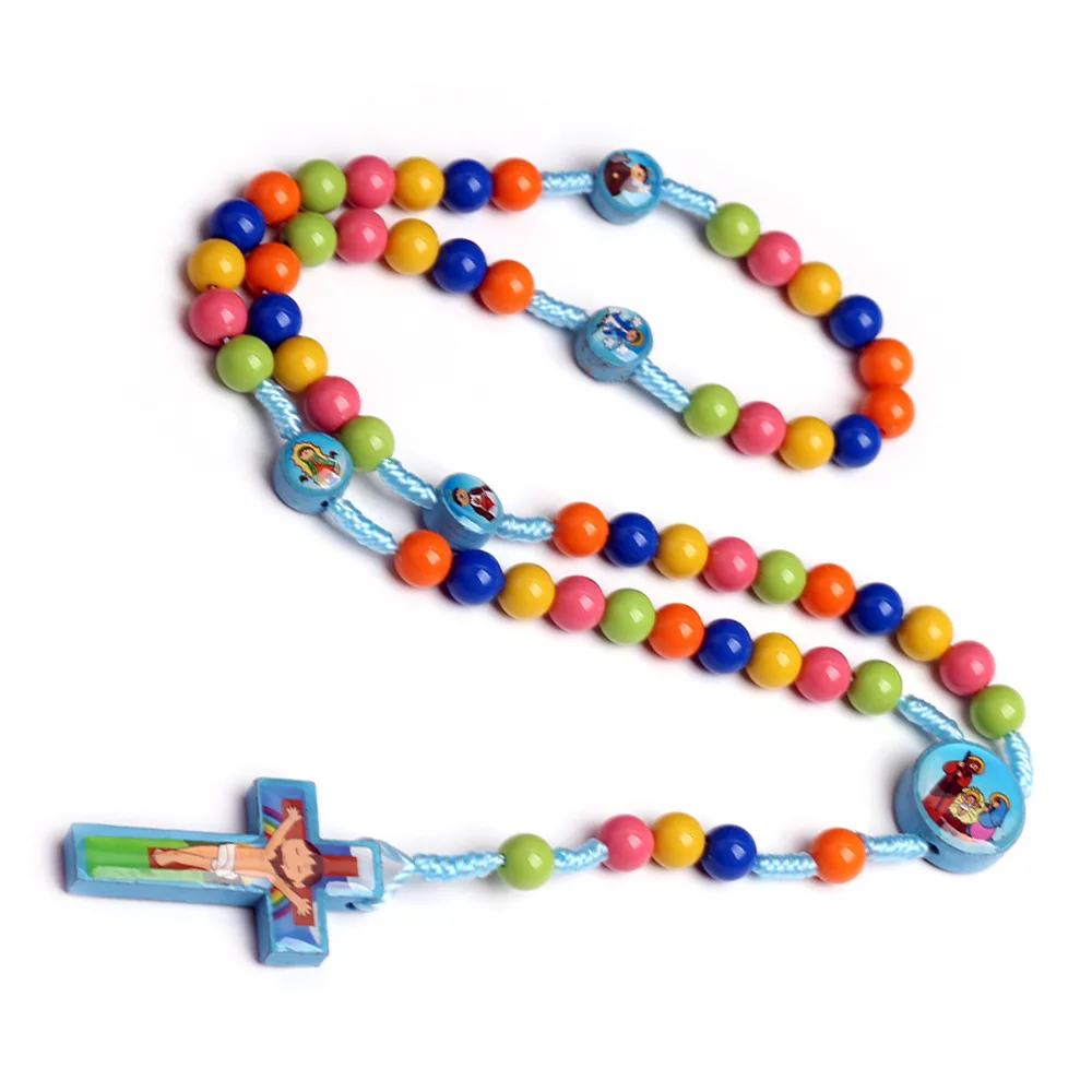 Rosary for kids Children Necklace Christian Catholic Jesus Christ Rosaries Holy Communion Baptism Prayer jewelry Church Gift