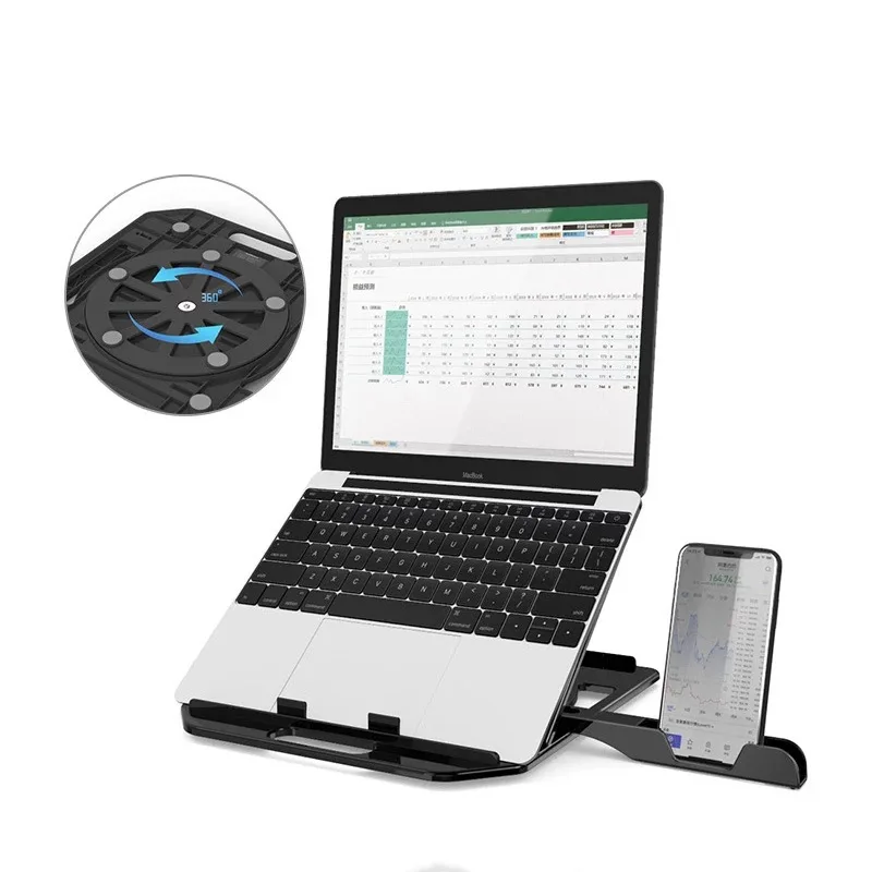 Wholesale laptop base phone holder notebook stand 17inch 360 Rotatable height laptop stand adjustable
