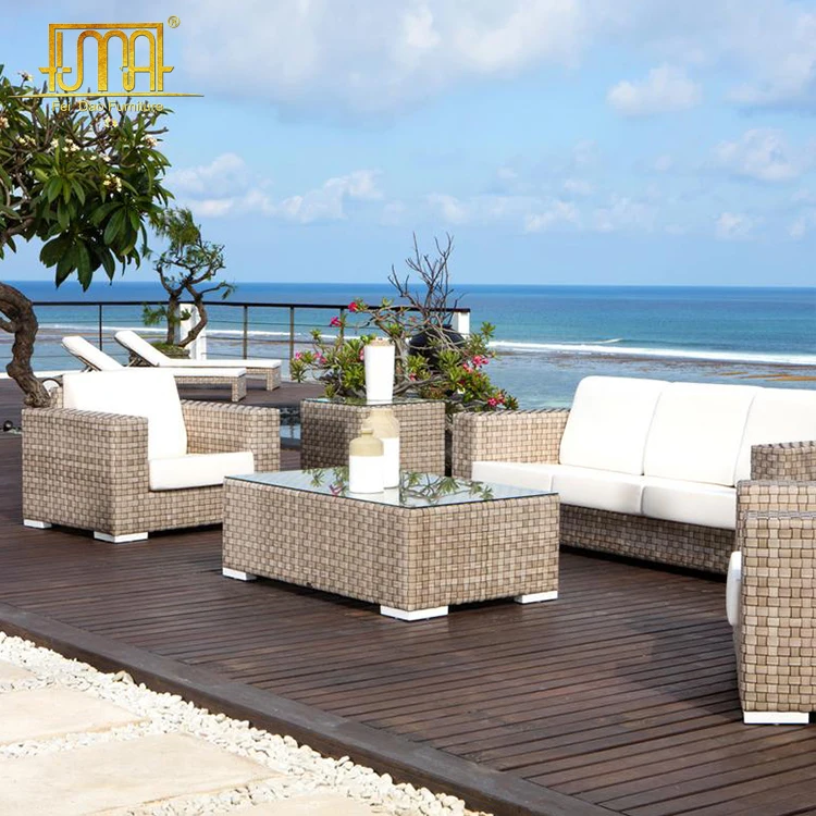 Outdoor Furniture Set Wicker Rattan Rectangle Coffee Table And Side Tables