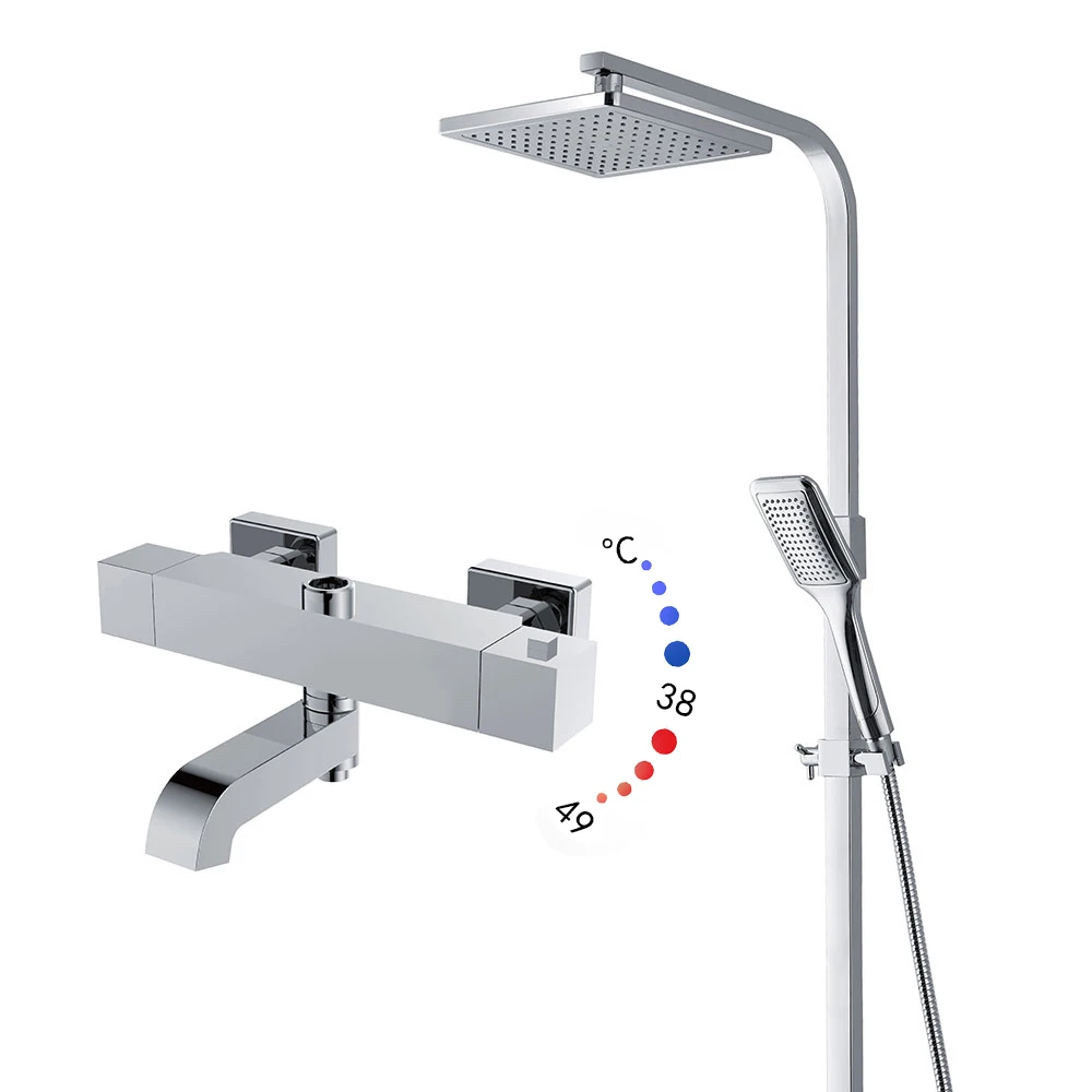 Black   Wall Mounted Thermostatic Bath Shower Set