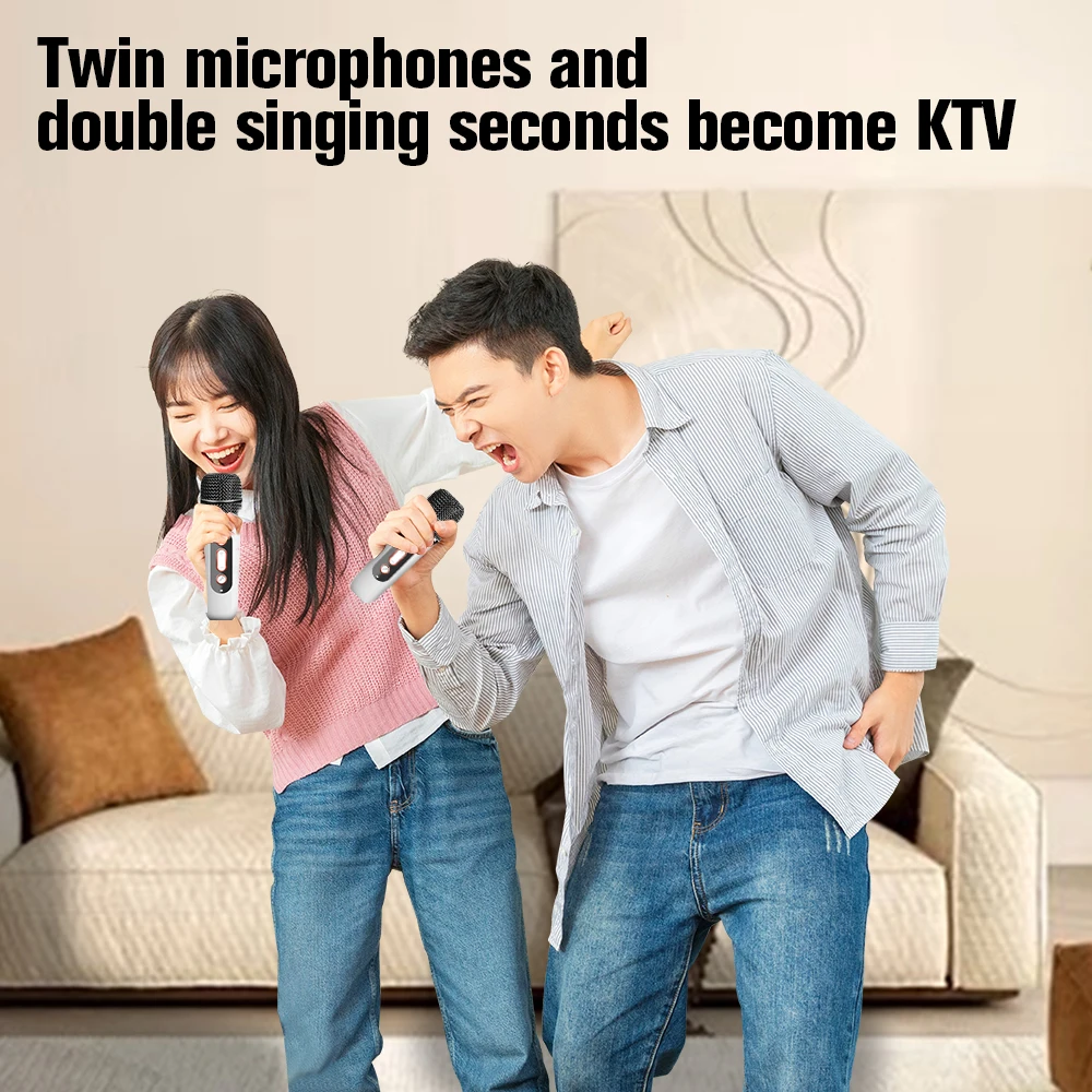 New For Singing Portable Smart Wireless Bluetooth RGB Light Speaker Home Theater Karaoke Wireless Microphone Speaker Bt Speaker