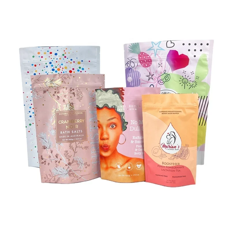 Custom Heat Seal Bags 250G Coffee Scrub Packaging Pouch Custom Printed Aluminum Foil Plastic Bag For 16Oz 1Kg Bath Salt