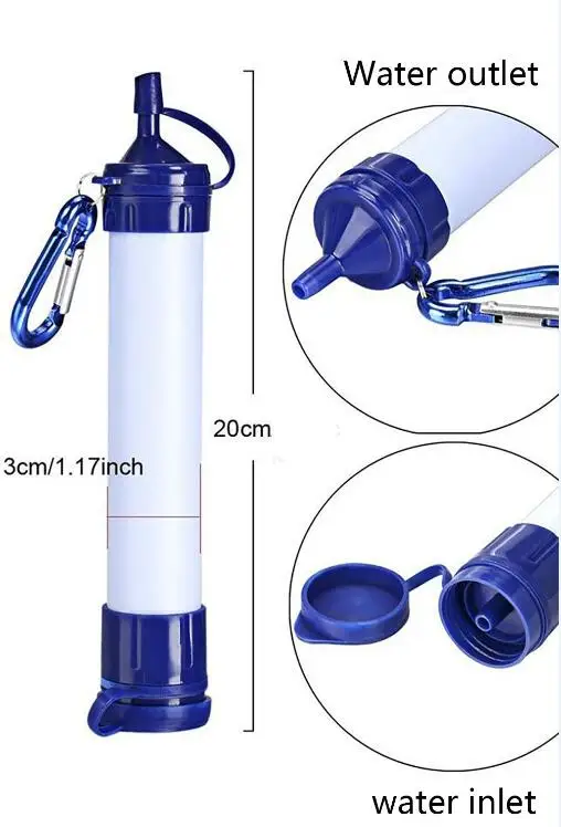 Portable Water Purifier Outdoor Camping Hiking Personal Water Filter Straw Emergency Survival Gear