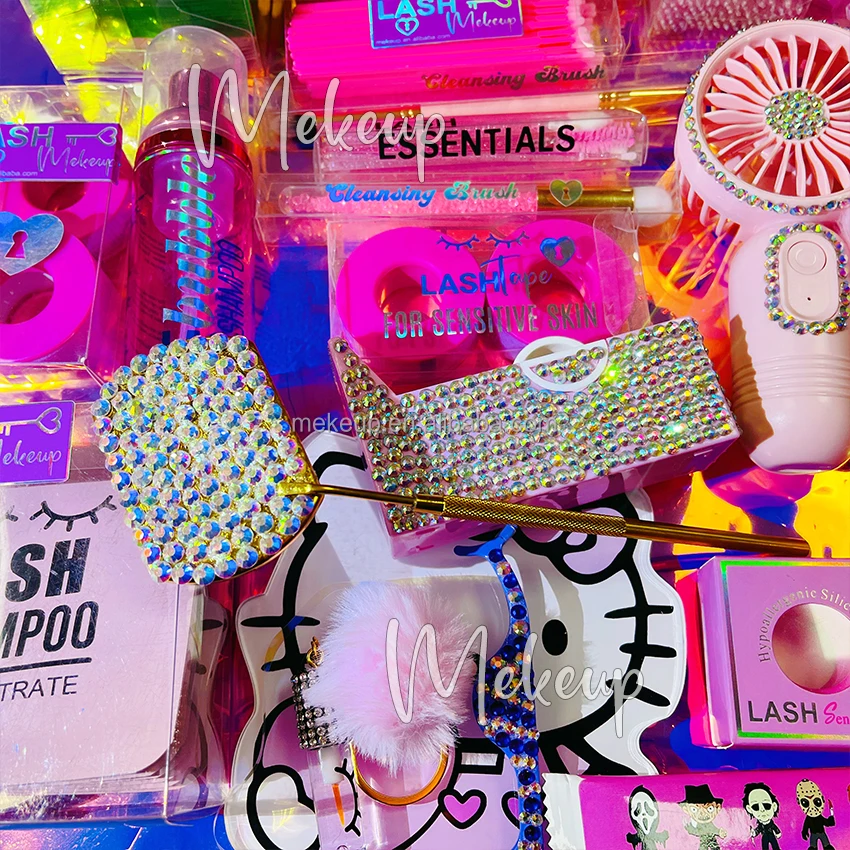 Eyelash Extension Supplies Kit for Beginner Mascara Wands Applicator Microbrush Tweezers Glue Ring Eye Pad Lash Accessories