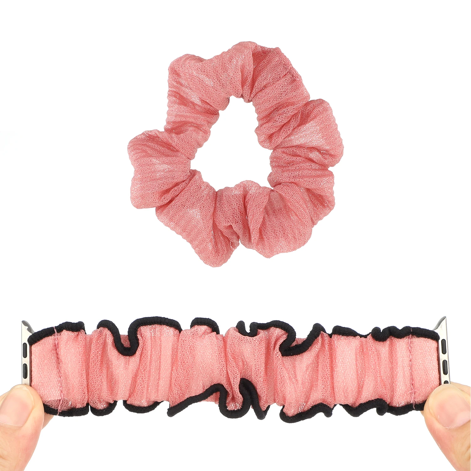 New Arrival Lace Cloth Watch Band Elastic Wrist Bracelet with Hair Rope for Apple Watch 1 2 3 4 5 SE Women Hair Ring Strap