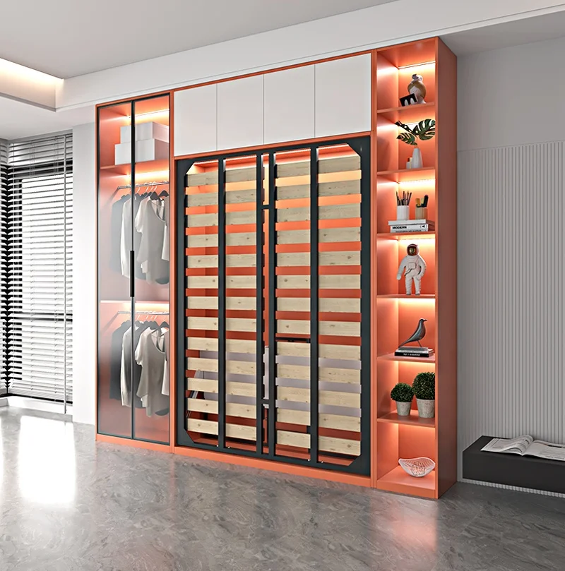 Electric multifunctional foldable bottom flip bed space-saving forward flip hardware/accessories Electric  wall bed