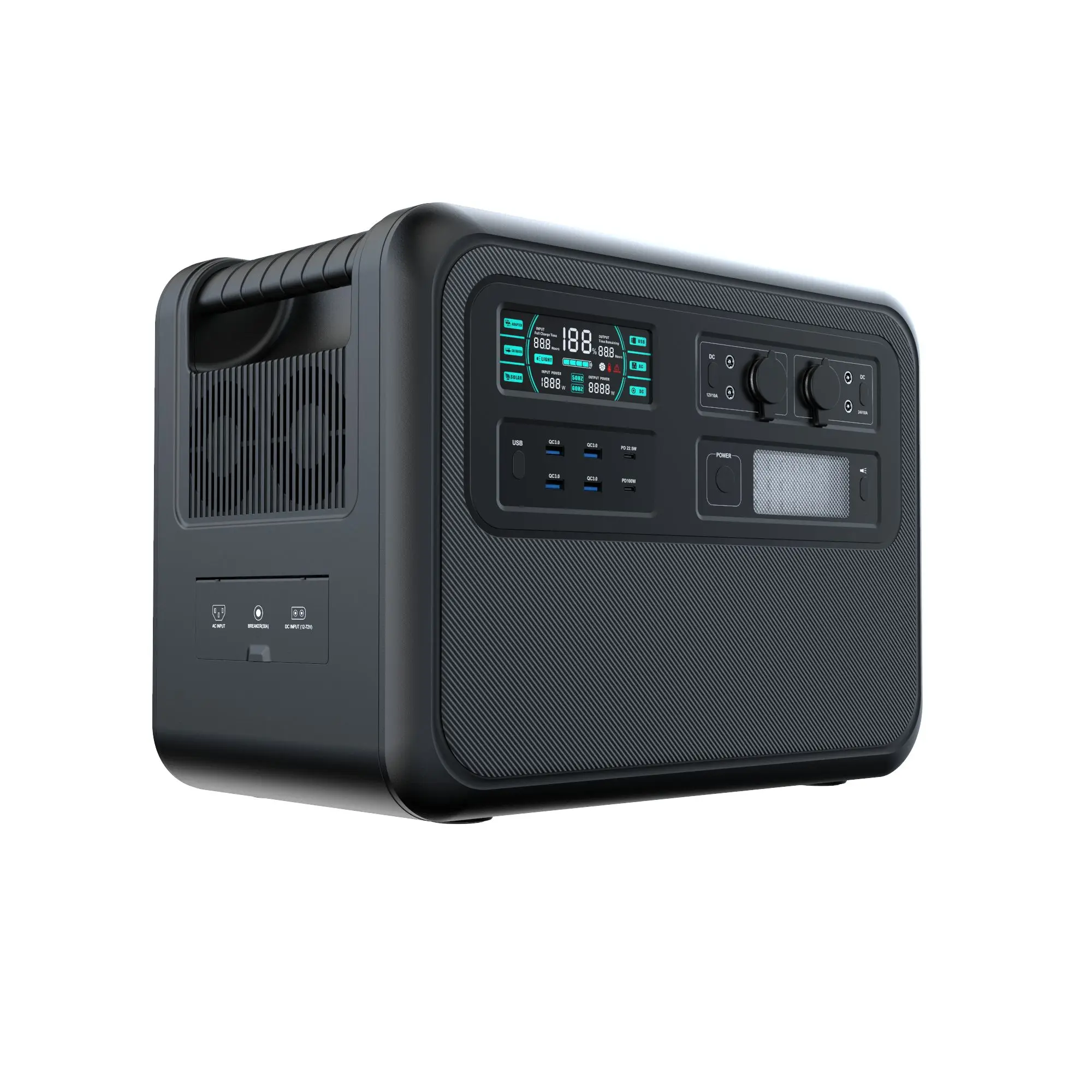 Lifepo4 Battery 2000W Portable Power Station Capacity 640000mAh Camping Outdoor Emergency Energy 220V Power Bank RV Batteries