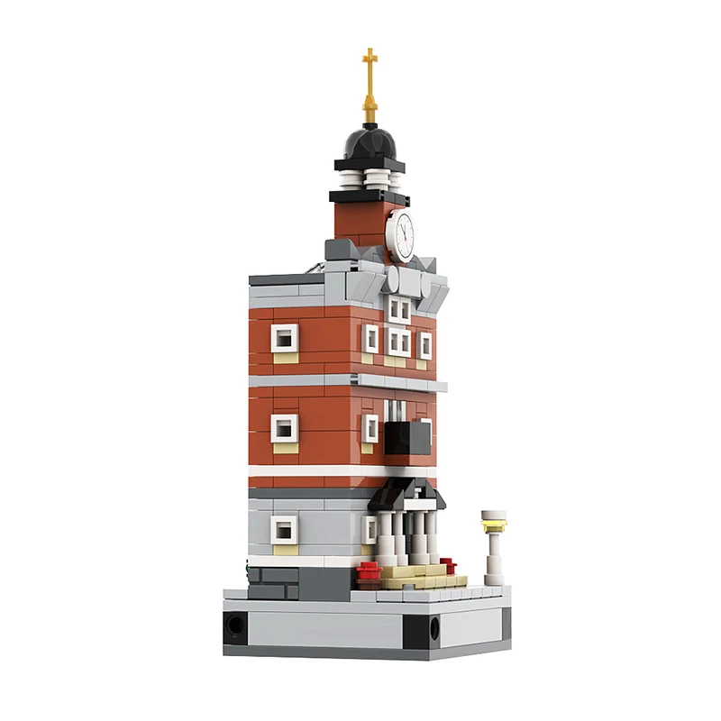 GoldMoc Street View Architecture Town Hall 10224 MOC-145902 Microscale Town Hall 8x8 Model Building Kits Blocks Bricks Toys