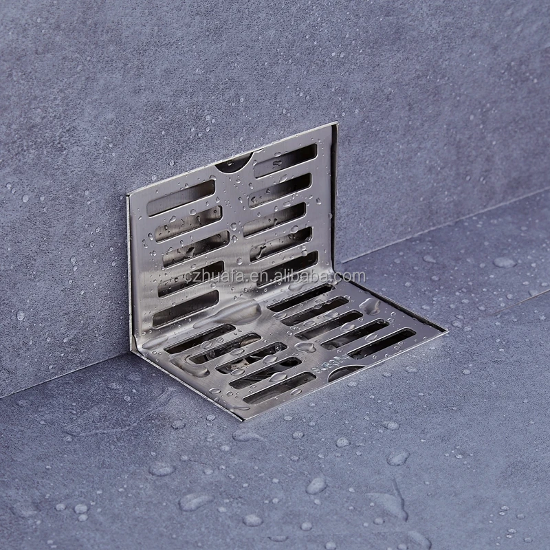 304 Stainless Steel Deodorant 90 Degrees Balcony Drainage L-Shape Wall Side Shower Drain