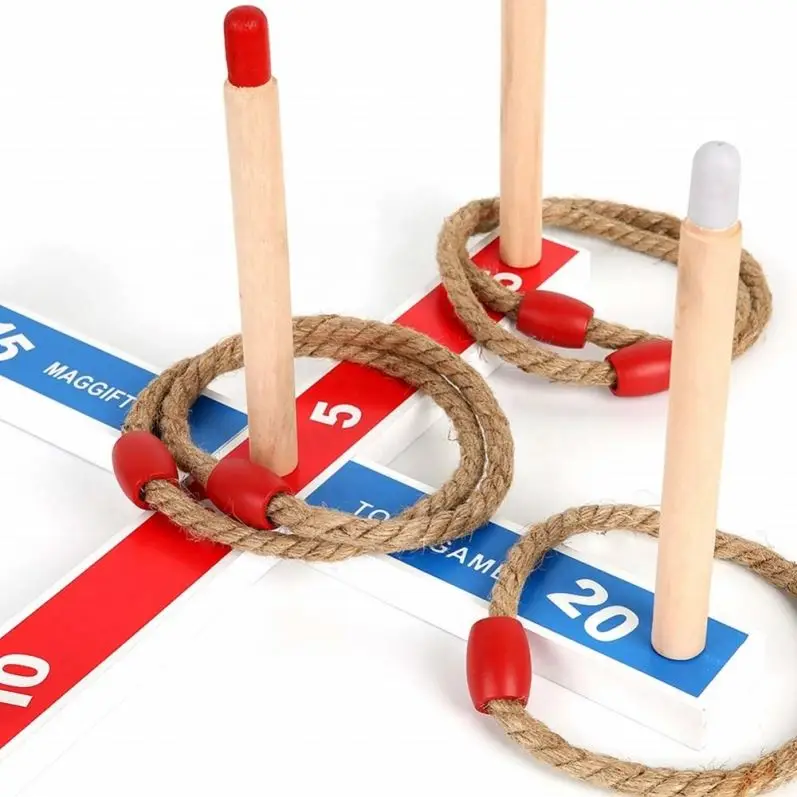 Wooden Loop & Hoop Ring Toss Game Set Easy Backyard,beach,outdoor Games to Assemble, With Carry Bag for Easy Storage.