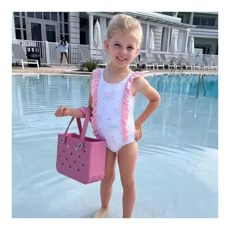 Kids Summer Eva Bogg Bag Silicone Beach Bady Tote bags jelly handbags Crock fashion Rubber Nursing Bags Wholesale Eva Holder
