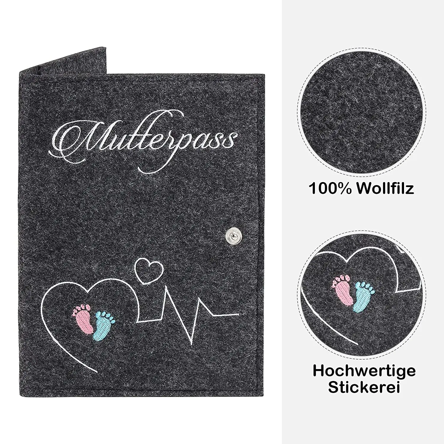 Eco-Friendly custom embroidery organizer felt baby pregnant women maternity mother passport cover holder and mutterpass
