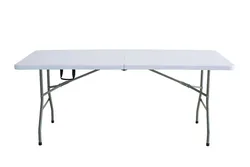 portable white rectangular plastic party dining foldable table outdoor banquet bbq camping picnic folding table