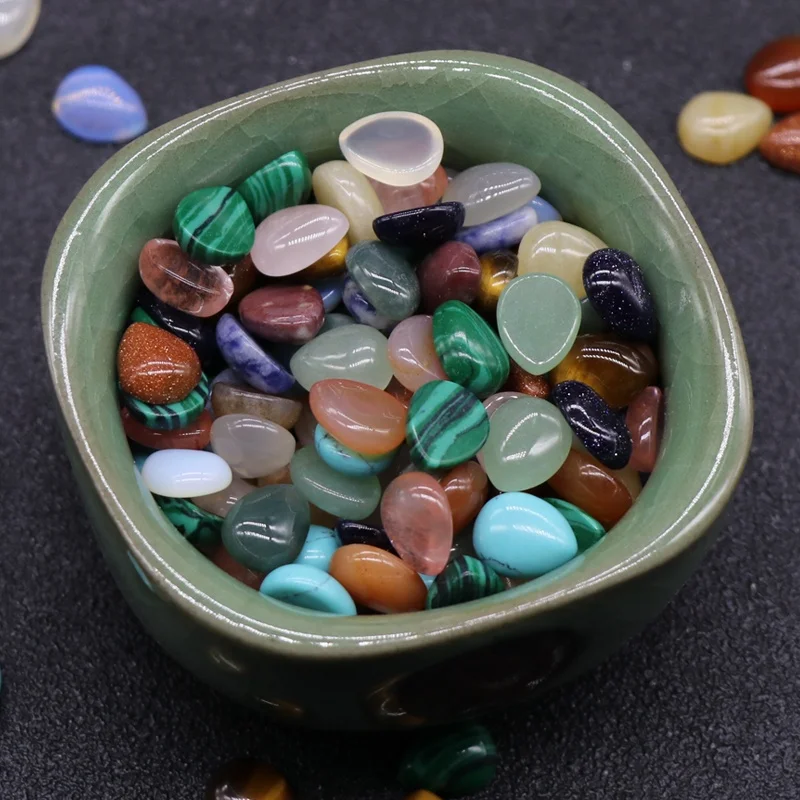 Natural Gemstone 8X10mm drop half cut Cabochon loose bead quartz agate no hole Cabochon beads for Ornament material