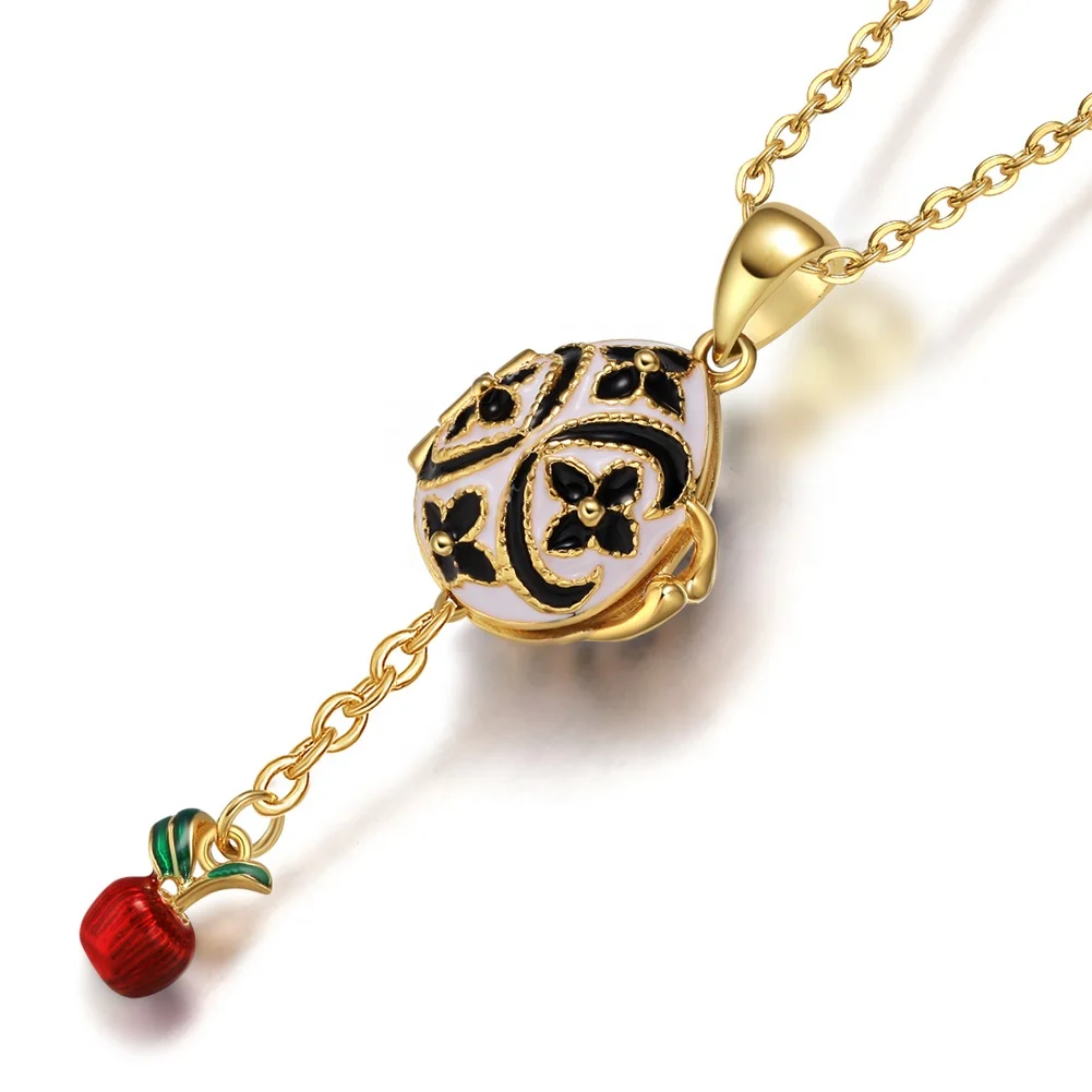 classic  clover Enamel brass faberge egg pendant charms for christmas  Easter  gift