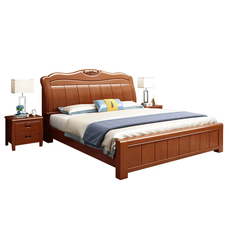 good quality simple bedroom furniture solid wood plank  bed