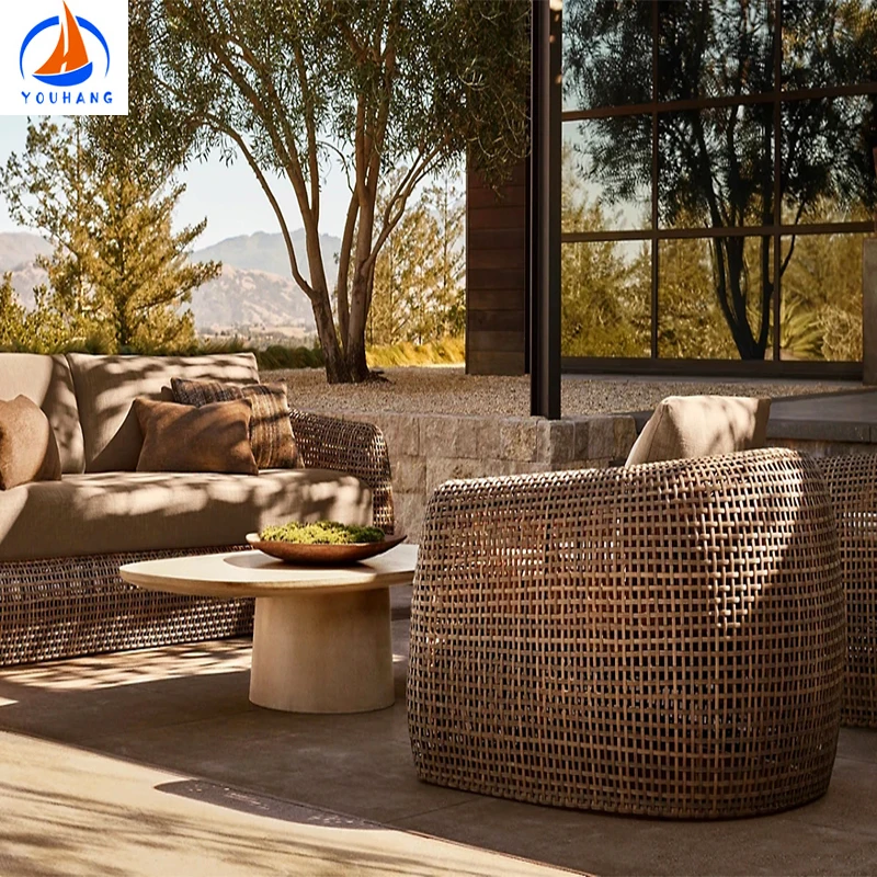 Modern tuin lounge rotan o-vorm sofa set patio rieten gazebo - sofa georgia outdoor furniture