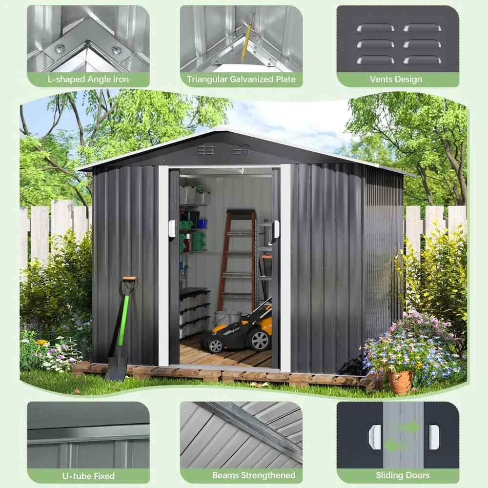 YASN Metal Garden Shed Outdoor Tool Storage House Garden Storage Shed for Tools