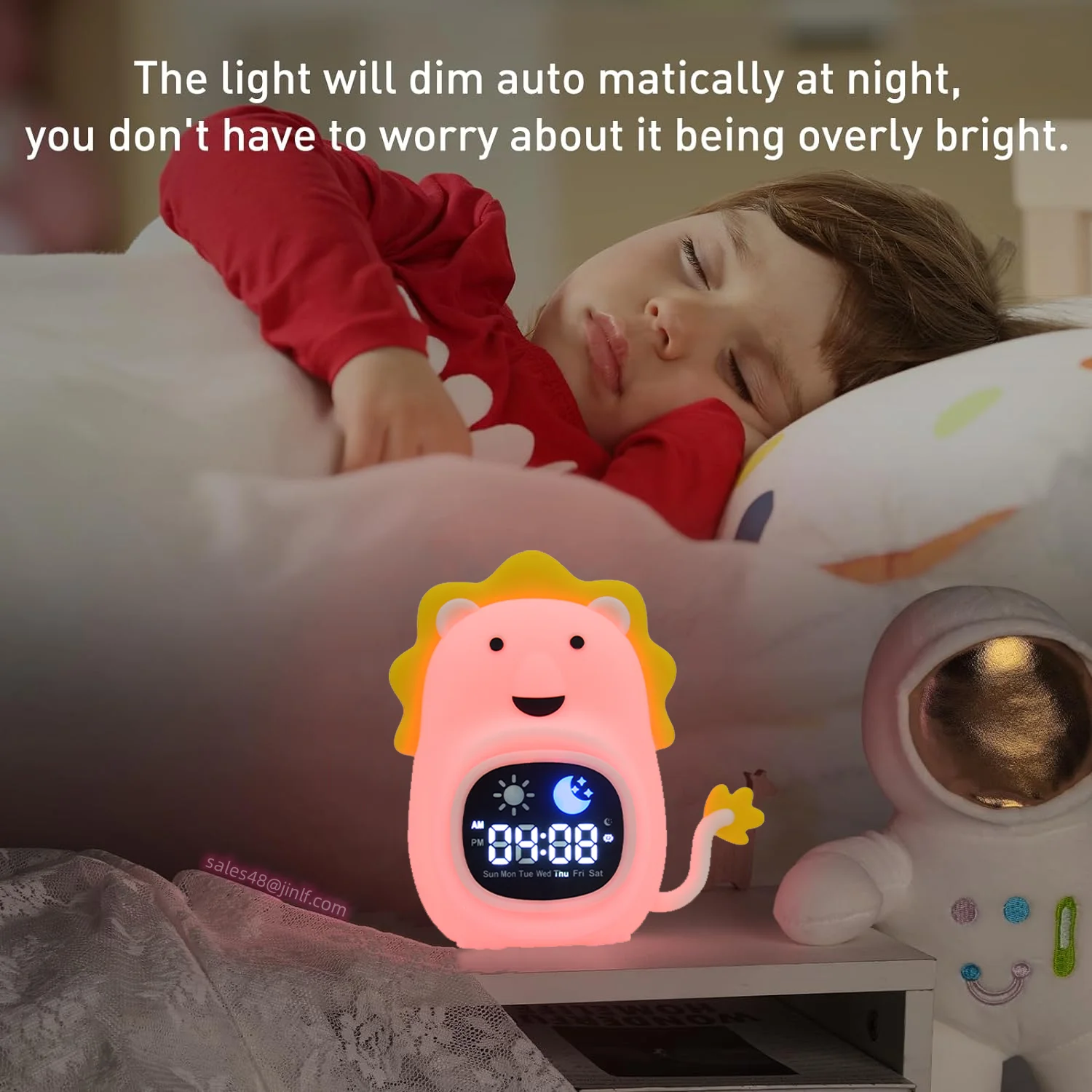 Wholesale Bear Shape Neon Light Clock Calendar System Baby Nursery Room Clock Lamp Kid Sleep Trainer Alarm Clock for Desk &Table