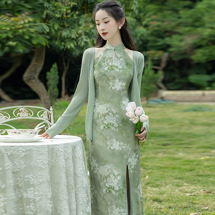 New Chinese hanging neck qipao zen dress women summer night dress for woman elegant