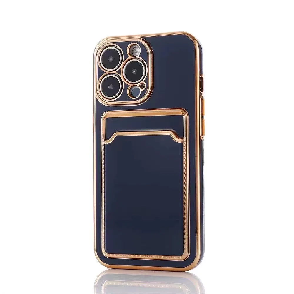 Хромированный чехол из ТПУ с отделениями для карт iPhone 13 Promax 12 8 Plus XR