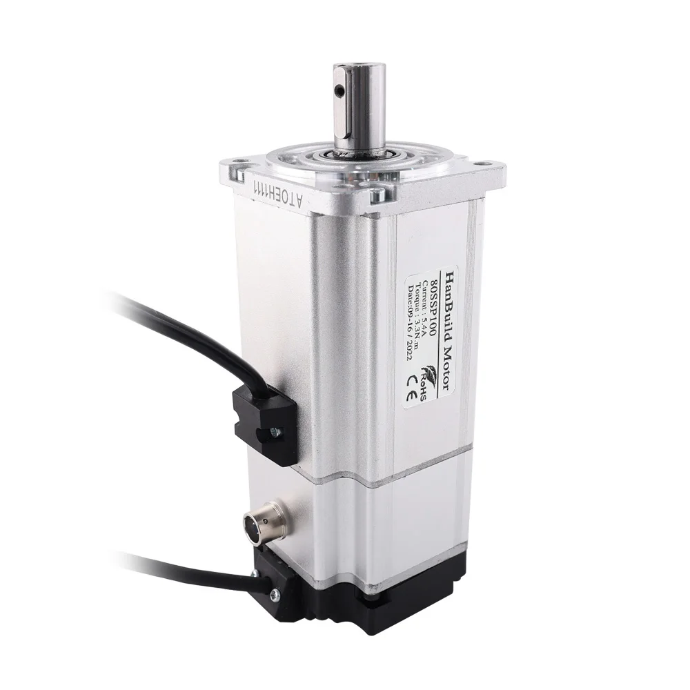 HanBuild 80SSP100 Servo motor driver with brake CNC kit ASD2100 220V 3.3N.m 5.4A 6000rpm Cutting Machine 80 ac servo motor 1000w