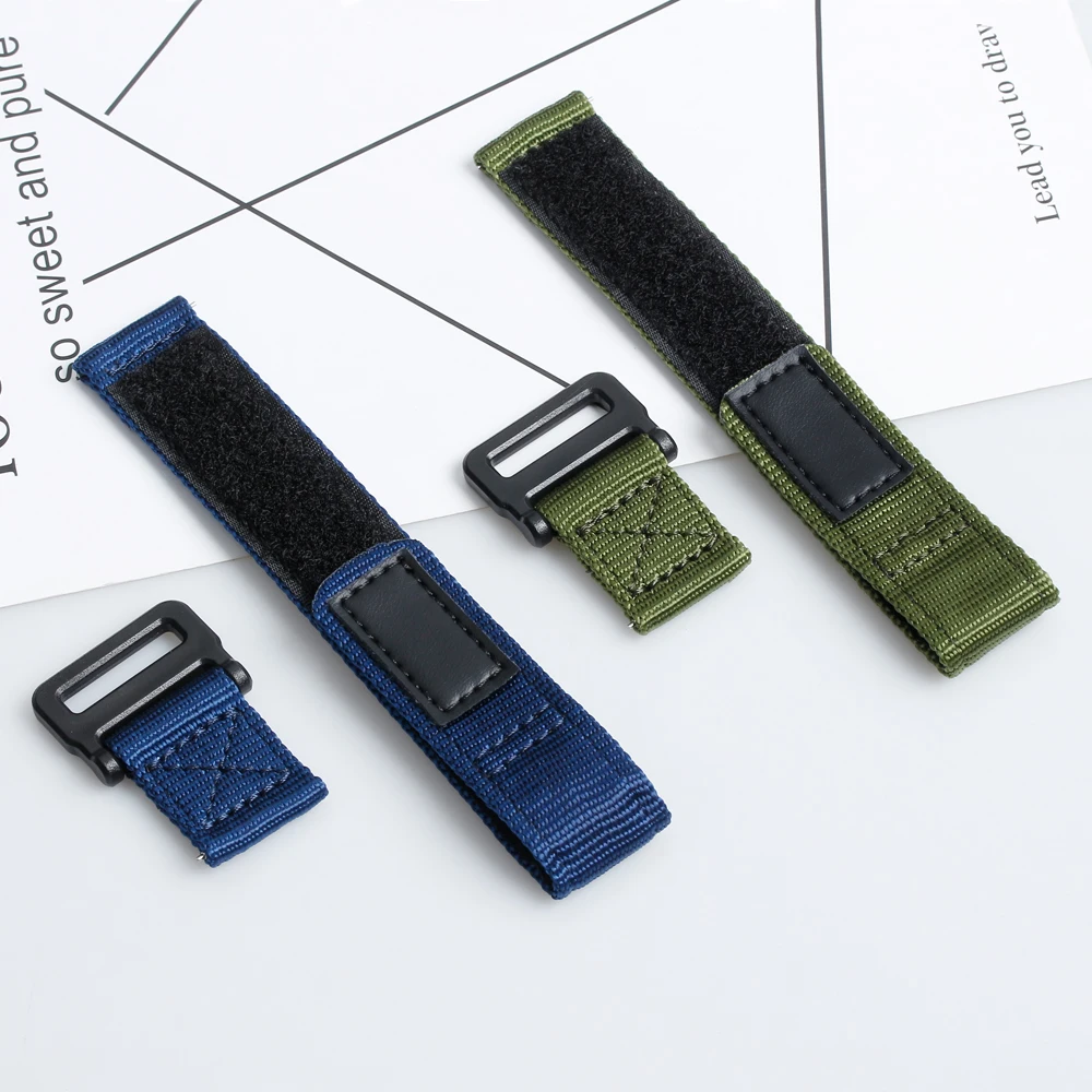 Stitching Nylon Watch Band Strap Sport Quick Release Leather Hook Loop Green Fabric Fashion Customer Brand LOGO 20mm 22mm 