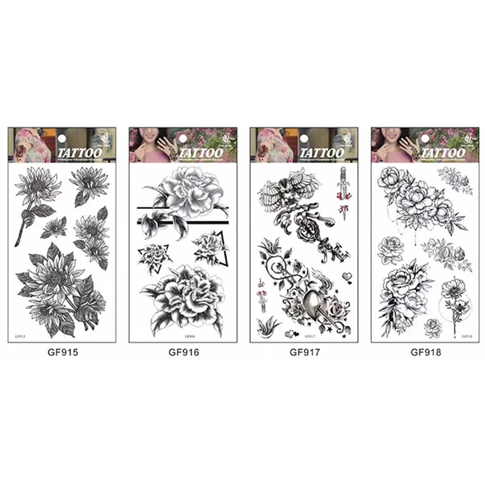Customized Water Transfer Paper Waterproof Temporary Tattoo Stickers 100 Tattoo Stickers