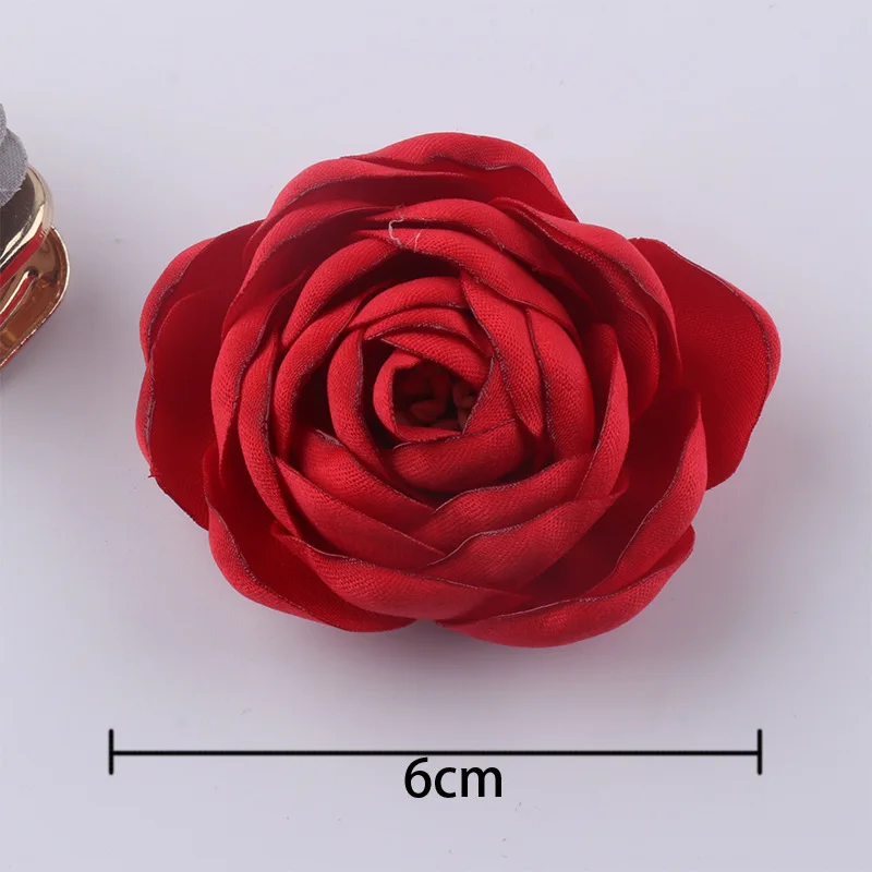 2024 6cm Matt Satin Flower Burning Fabric Artificial Flower Handmade DIY Fabric Flower for Decorative Clothes and Shoes Brooch