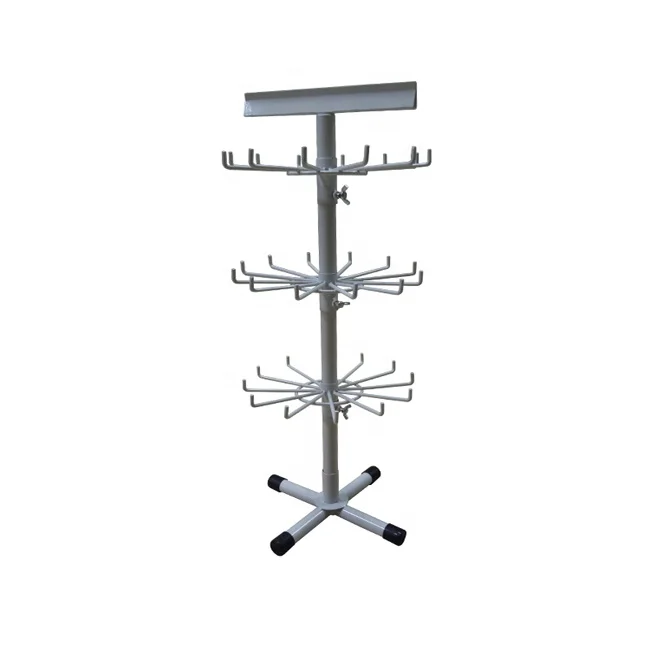 Three Tier Rotating Countertop Hook Hanger Display Rack for Key Chain