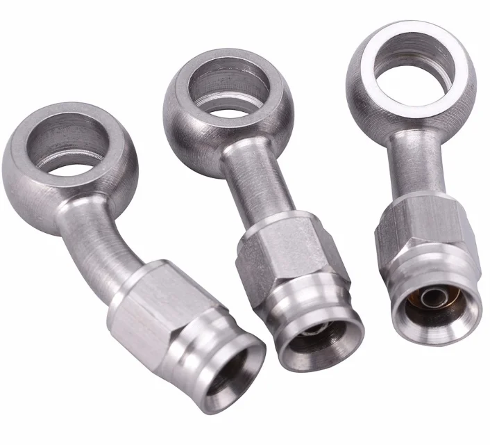 Cheap Universal an3 3an banjo fitting hydraulic brake hose adapter chroming connector for Auto motorcycle crimp Stainless Steel