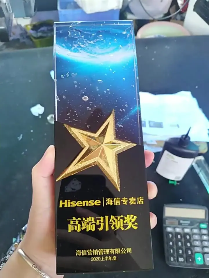 JY New Arrival Color Printing Any Patterns Crystal Star Trophy For Annual Conference Gifts