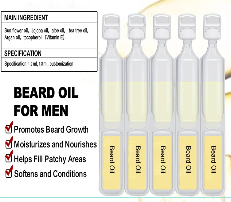 Wholesale private label moisturizing and smoothing beard care beard growth oil ampoule grooming beard oil