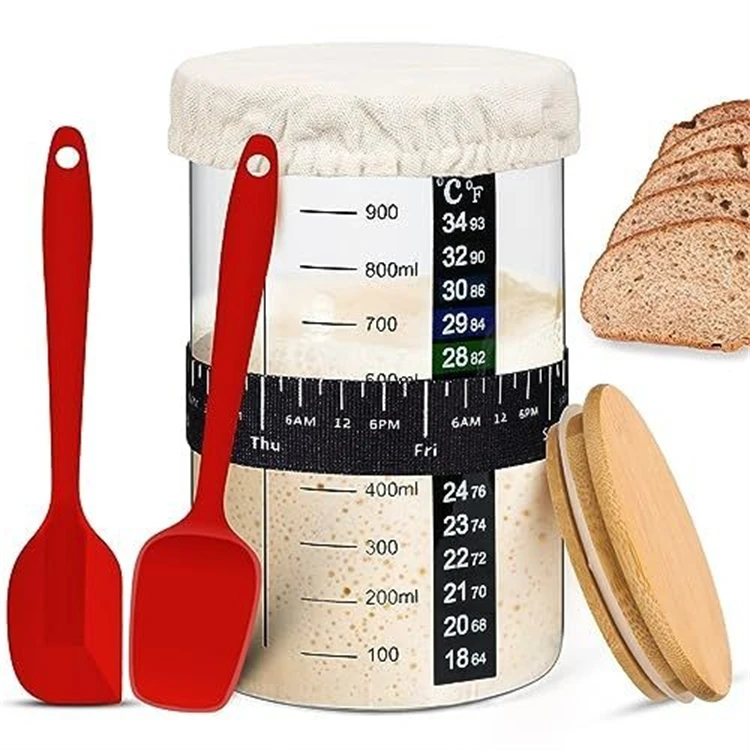 sourdough starter jar sourdough starter kit 35 oz sourdough jar wide mouth container kit for bread baking