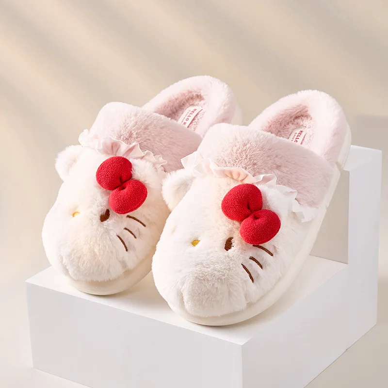 HL Custom Cartoon Anime Shoes Kuromi Home Slippers Cute Plush Hk Kitty Slippers For Women